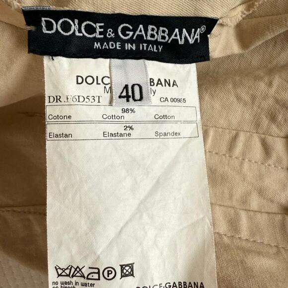 Dolce and Gabbana Cotton Stitched Beige Khaki Dress - Picture 4 of 4